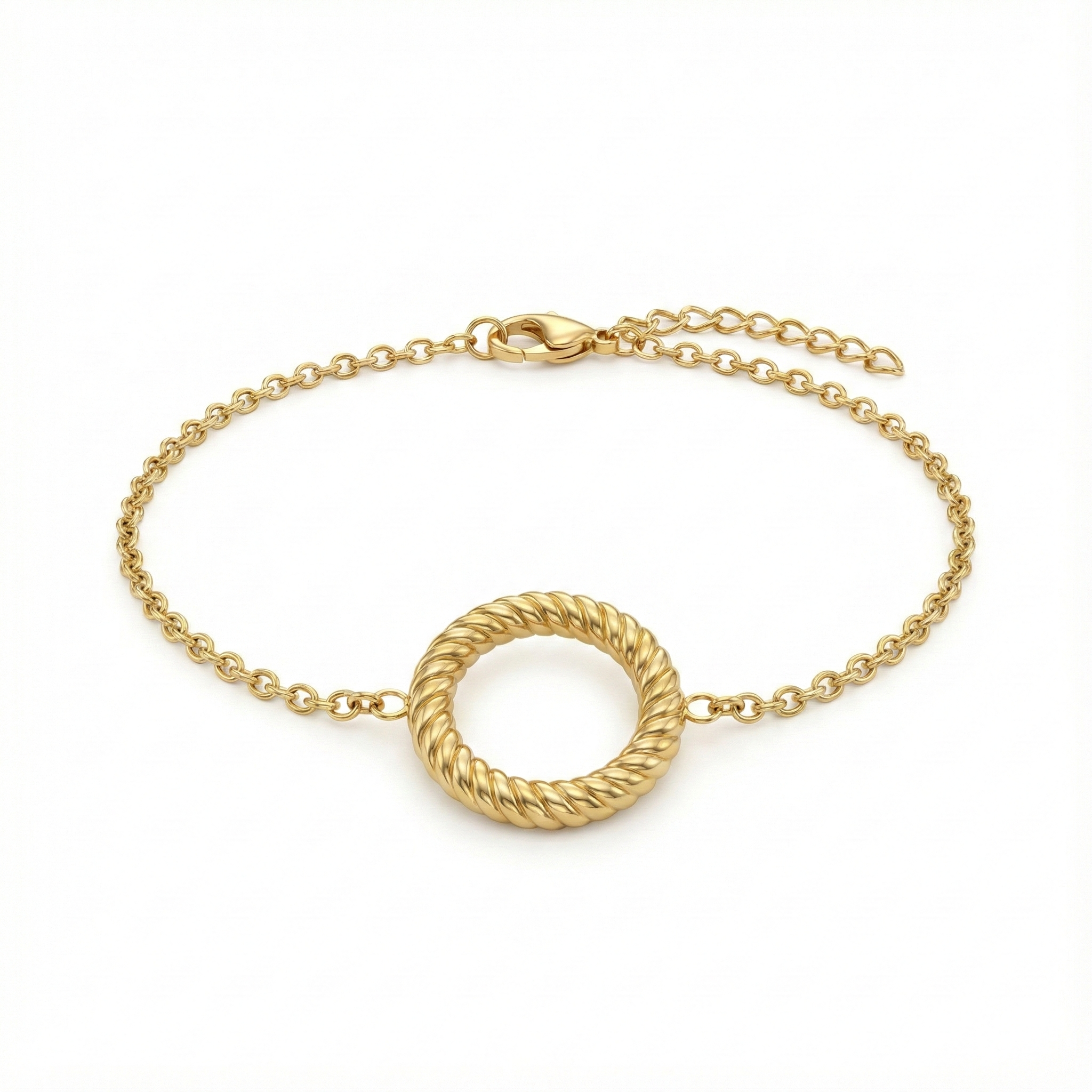 Bracelet fin en acier inoxydable couleur or avec anneau torsadé